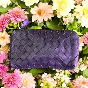 Bottega Veneta Purple Intrecciato Leather Zip Purse